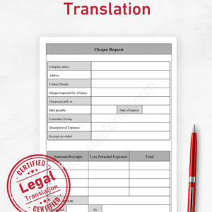Cheque Legal translation
