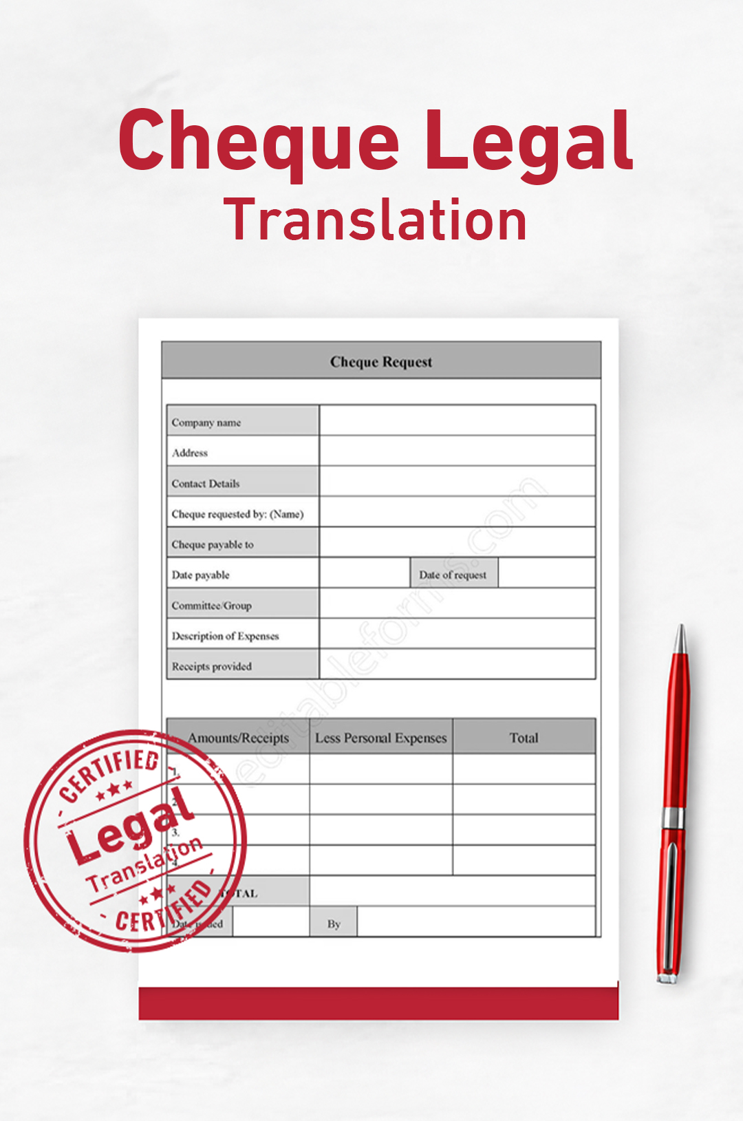 Cheque Legal translation