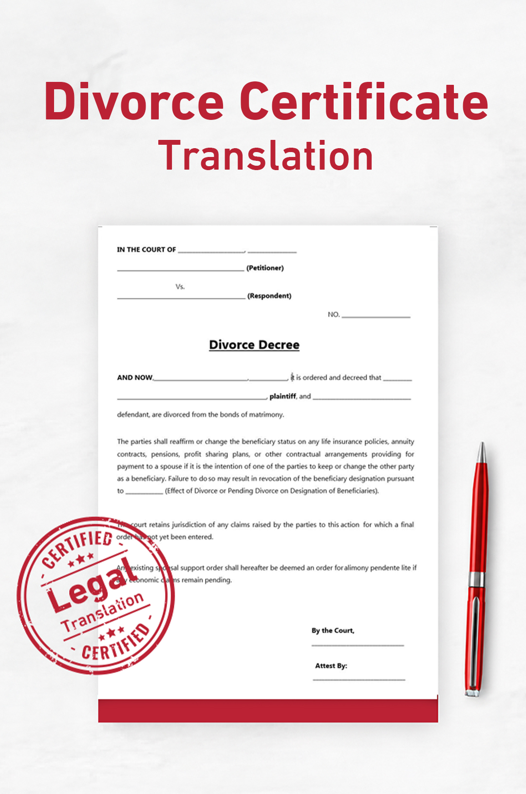 Divorce Certificate translation